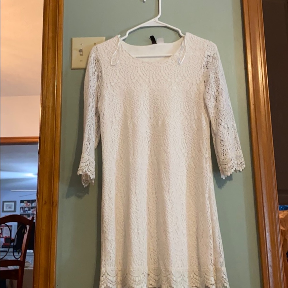 H & M white Lace dress with lace bell sleeves